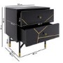 Black and Gold 2 Drawer Bedside Table - Monet