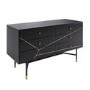 Wide Black and Gold Chest of 6 Drawers - Monet