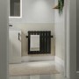 Black Horizontal Single Panel Radiator with Heated Towel Bar 600 x 604mm - Mojave