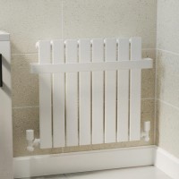 White Horizontal Single Panel Radiator with Heated Towel Bar 600 x 604mm - Mojave