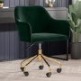 Green Velvet Office Chair with Arms - Marley