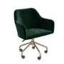 Green Velvet Office Chair with Arms - Marley