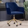 Navy Velvet Office Chair with Arms - Marley