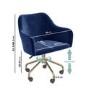 Navy Velvet Office Chair with Arms - Marley