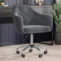 Grey Velvet Chesterfield Office Chair - Marley