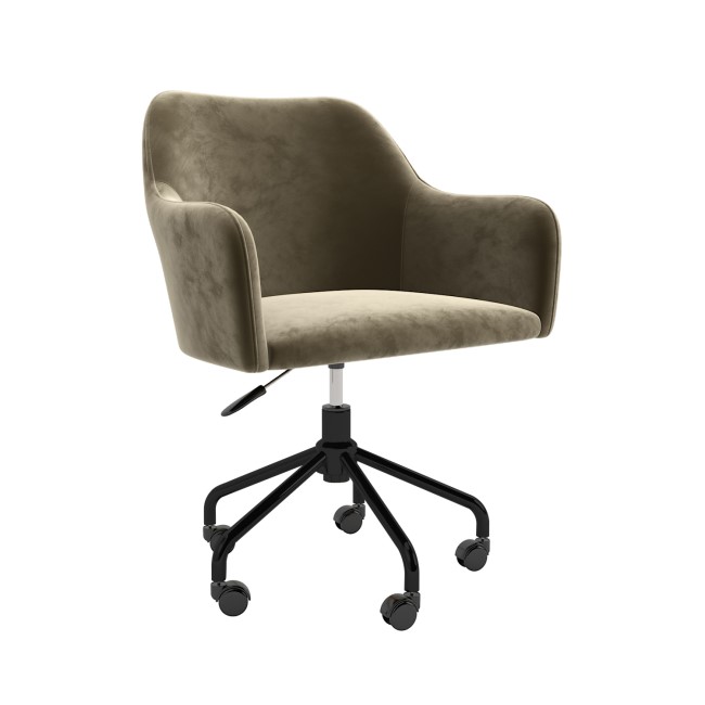 Beige Velvet Office Chair with Arms - Marley