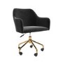 Black Velvet Office Chair with Arms - Marley