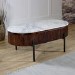 Mango Wood Rectangular Fluted Coffee Table With Marble Top & Metal Legs - Opal