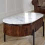 Mango Wood Rectangular Fluted Coffee Table With Marble Top & Metal Legs - Opal