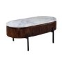 Mango Wood Rectangular Fluted Coffee Table With Marble Top & Metal Legs - Opal