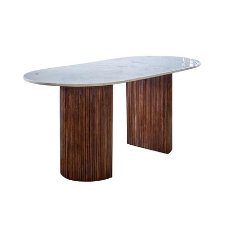 Mango Wood Dining Table 170Cm With Marble Top - Opal