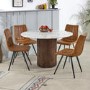 Mango Wood Dining Table Round With Marble Top - Opal