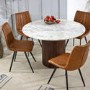 Mango Wood Dining Table Round With Marble Top - Opal