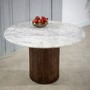 Mango Wood Dining Table Round With Marble Top - Opal