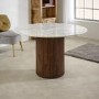 Mango Wood Dining Table Round With Marble Top - Opal