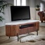 Mango Wood Tv Cabinet With Marble Top & Metal Legs - Opal