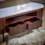 Mango Wood Tv Cabinet With Marble Top & Metal Legs - Opal