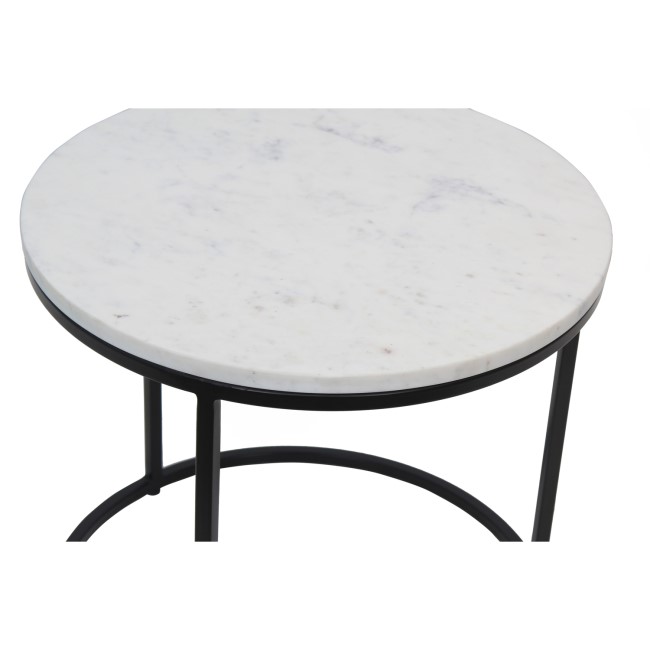 Large Round White Marble Nest of Coffee Tables - Martina