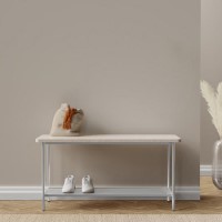 White Marble Hallway Bench with Shoe Rack - Seats 3 - Martina