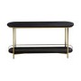 Black Wood and Gold Curved Edge Sofa Table with Storage Shelf - Myla