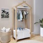 Kids White and Pine Open House Wardrobe with Storage - Mylo