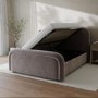 Mink Brown Velvet Double Ottoman Bed with Curved Headboard - Naomi