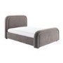 Mink Brown Velvet Double Ottoman Bed with Curved Headboard - Naomi