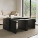 Rectangular Black Solid Mango Wood Nest of 3 Coffee Tables - Neesha