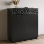 Small Black Textured Solid Mango Wood Sideboard - Neesha