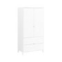 Kids White Scandi Double Wardrobe with 2 Drawers - Niko