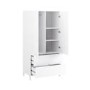 Kids White Scandi Double Wardrobe with 2 Drawers - Niko