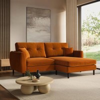 Rust Brown Velvet Reversible 3-Seater Corner Sofa - Nolen