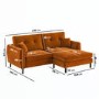 Rust Brown Velvet Reversible 3-Seater Corner Sofa - Nolen