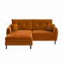 Rust Brown Velvet Reversible 3-Seater Corner Sofa - Nolen