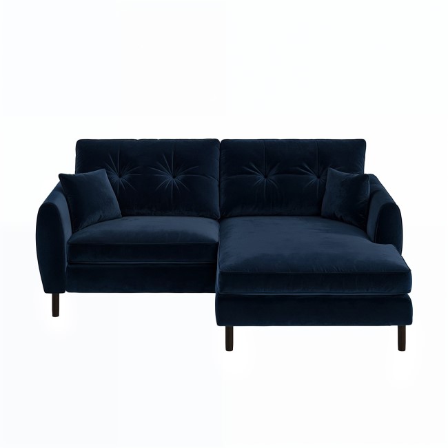 Navy Blue Velvet Reversible 3-Seater Corner Sofa - Nolen