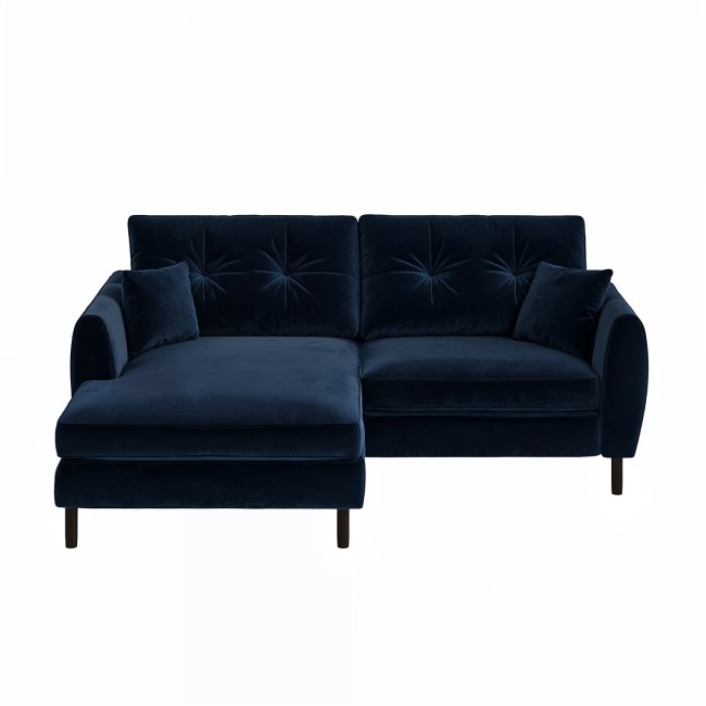 Navy Blue Velvet Reversible 3-Seater Corner Sofa - Nolen