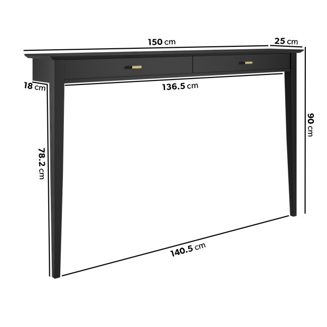 Large & Narrow Black Console Table – 150cm - Noa