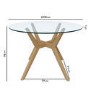 Large Round Glass Top Dining Table with Oak Legs - Seats 4 - Nori