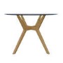 Large Round Glass Top Dining Table with Oak Legs - Seats 4 - Nori