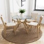 Large Round Glass Top Dining Table with Oak Legs - Seats 4 - Nori