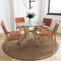 Large Round Glass Top Dining Table with Oak Legs - Seats 4 - Nori