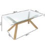 Large Rectangle Glass Top Dining Table with Solid Oak Legs - Nori