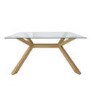 Large Rectangle Glass Top Dining Table with Solid Oak Legs - Nori