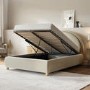 Cream Velvet Double Ottoman Bed with Curved Headboard - Nora