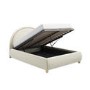 Cream Velvet Double Ottoman Bed with Curved Headboard - Nora