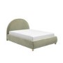 Sage Green Velvet Double Ottoman Bed with Curved Headboard - Nora