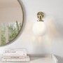 Opal Smooth Glass Globe Wall Light with Brass Finish - Salerno