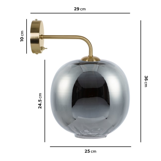 Dark Grey Dimpled Smoked Glass Wall Light - Avellino