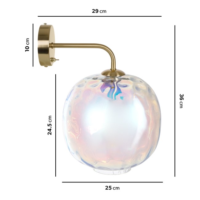 Iridescent Dimpled Smoked Glass Wall Light - Avellino 