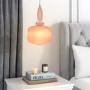 Pink Ribbed Smoked Glass Pendant Ceiling Light - Biella